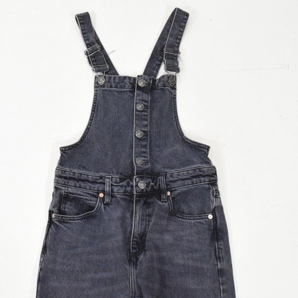 Free People Washed Black Stretch Denim Ankle Length Overalls - Picture 7 of 11